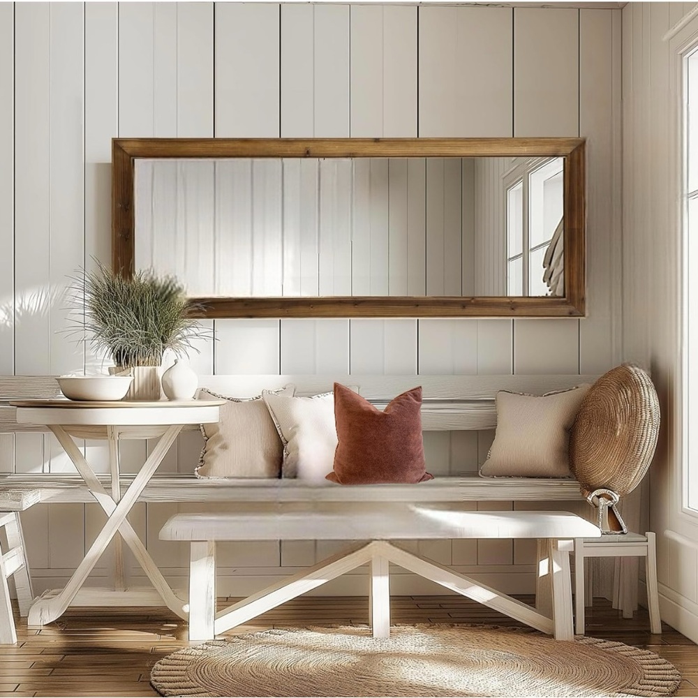 NEW Pottery Barn Wood Frame Full Length Mirror Free Standing Wall Hung 64" x 20" - Picture 4 of 7